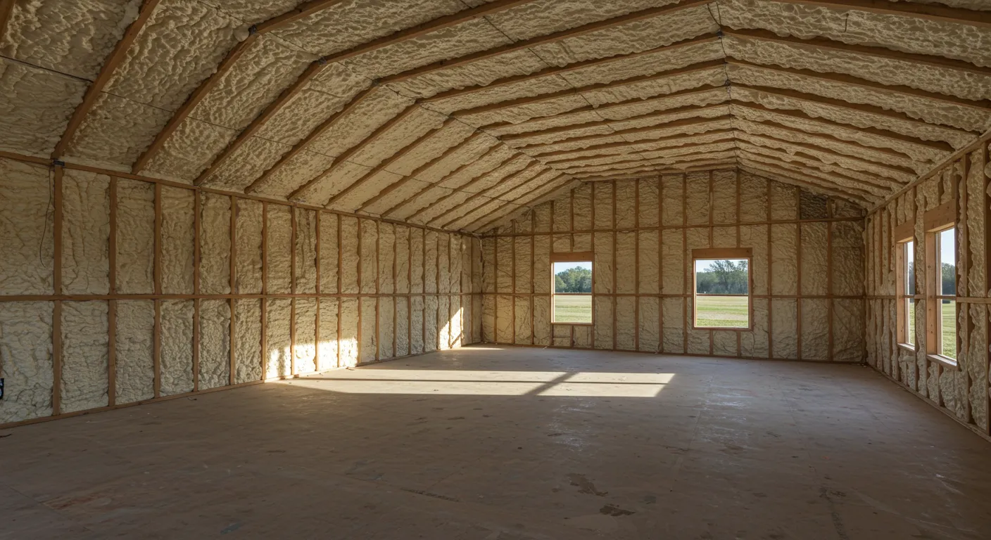 Fully spray foam insulated room in Round Rock, TX.
